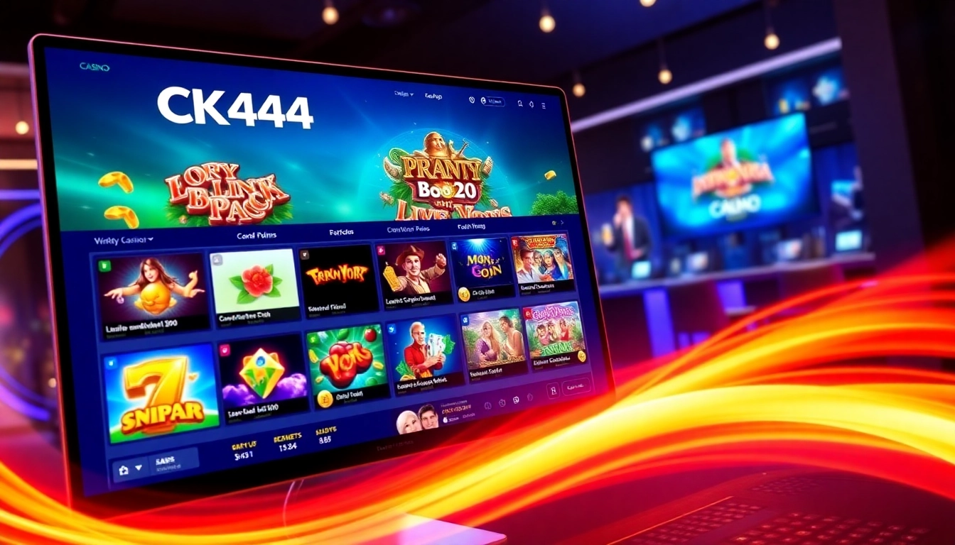 CK4444 net online gaming platform showcasing dynamic slots and live casino environments for immersive entertainment.