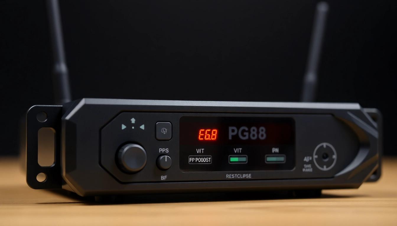 PG88 wireless microphone receiver with LED signals and controls, ideal for live sound setups and professional audio applications.